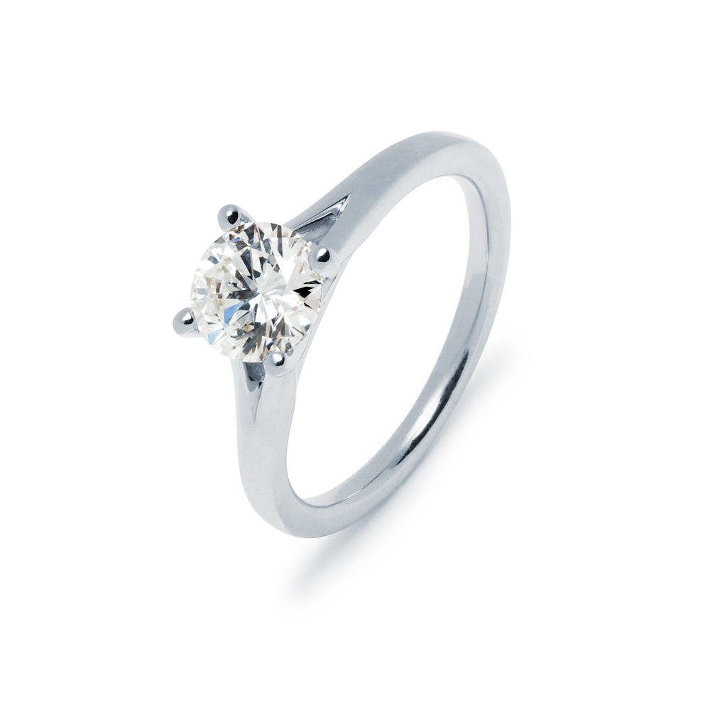 Anillo Solitario Fina con Diamante Quilate en Oro Blanco 18 Kilates