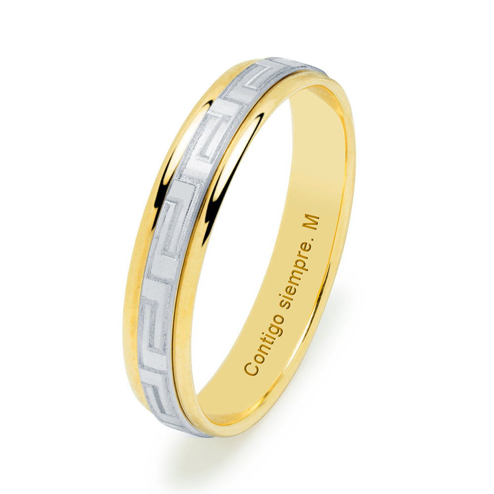 Alianza de Boda Ate en Oro Bicolor Facetado Pulido de mm