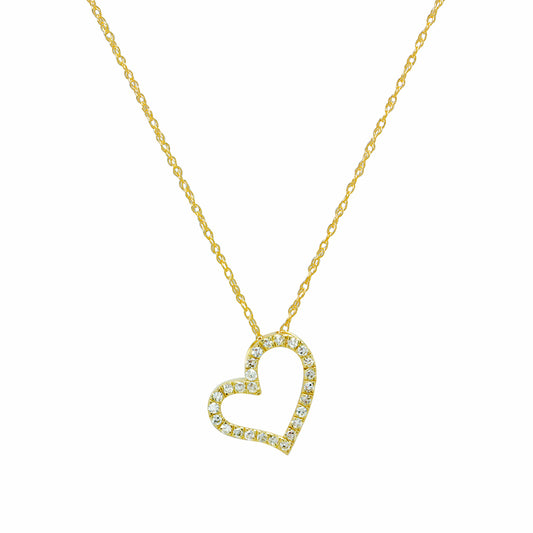 Cadena y Colgante Corazón con Diamantes Creados de 0,15 quilates en Oro Amarillo 9 Kilates