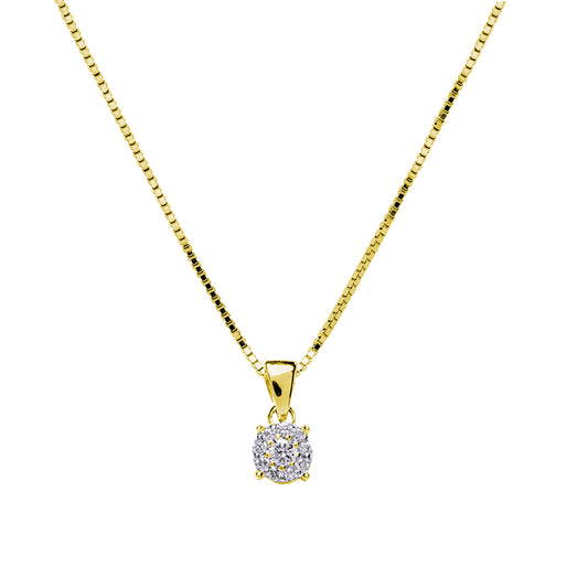 Cadena y Colgante Malena en montura de grapas de Diamantes Creados en Oro Amarillo
