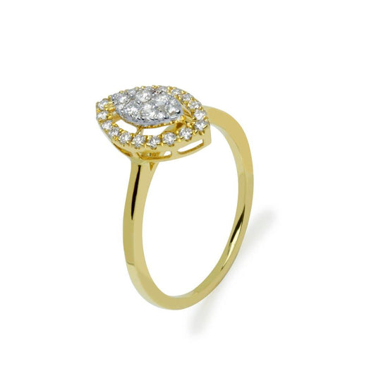 Anillo Chanel con Diamantes Creados 0,31 Quilates en Oro Amarillo 9 Kilates