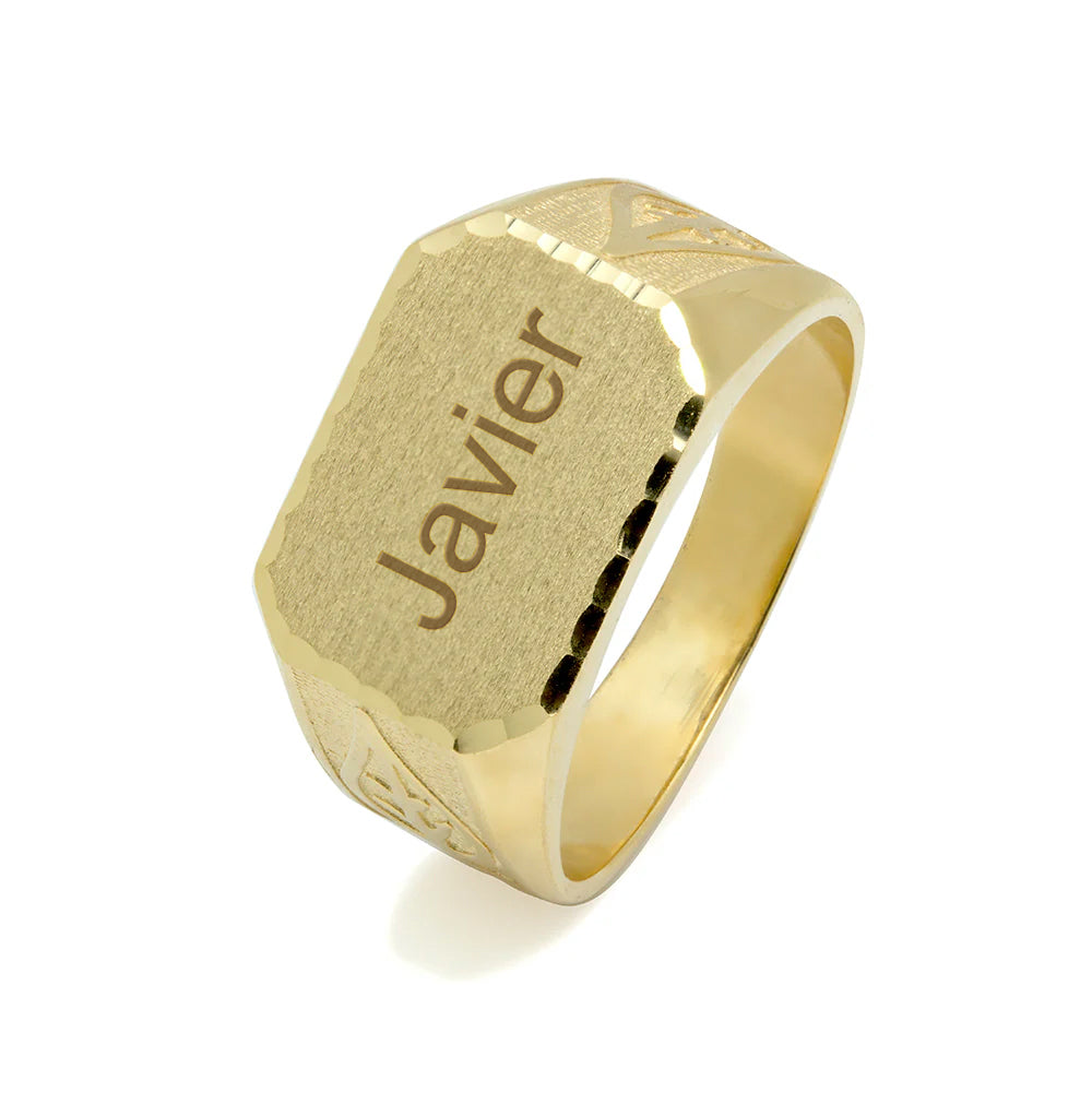 Sello Hombre Rectangular Grabado en Oro Amarillo 18 Kilates