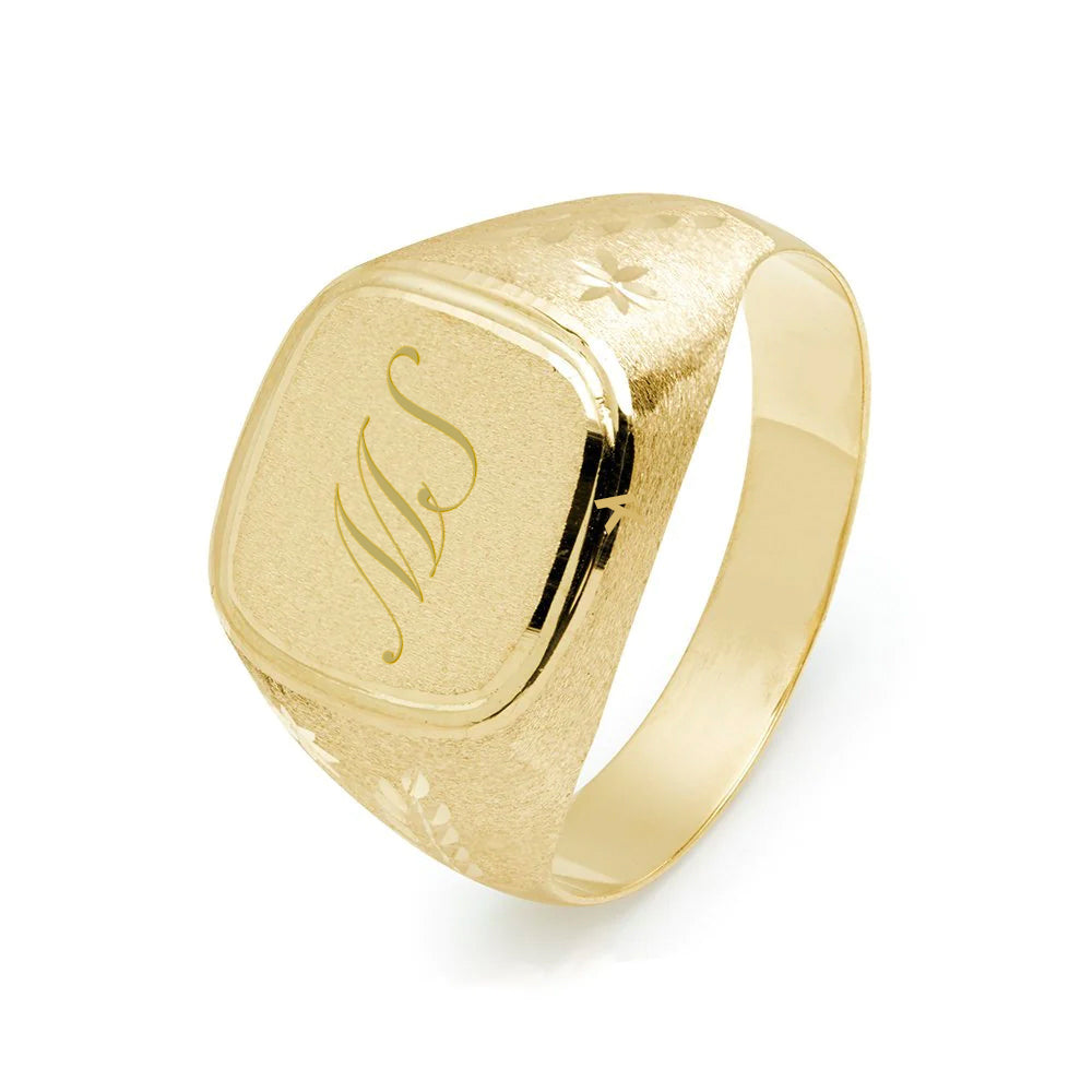 Letra De Oro 18k Anillos De Sello Personalizados Sello Hombre
