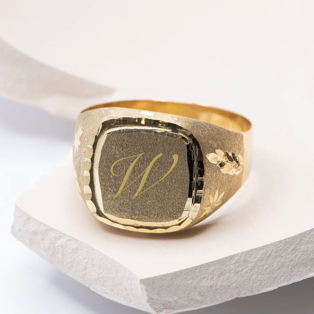 Sello Hombre Cuadrado Grabado Lateral en Oro Amarillo Kilates