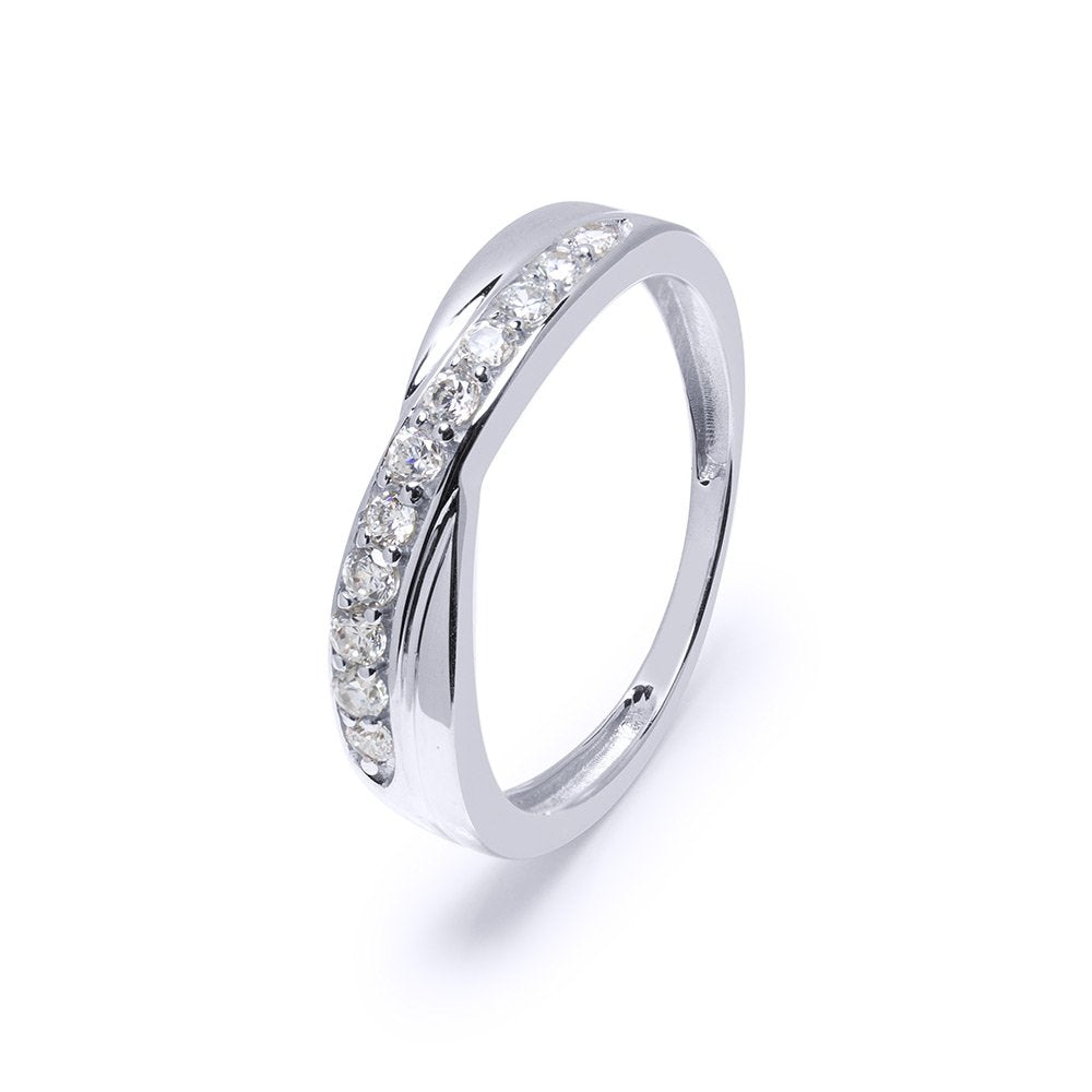 Media Alianza Crosxé en Oro Blanco con 11 Diamantes de 0,28 Quilates