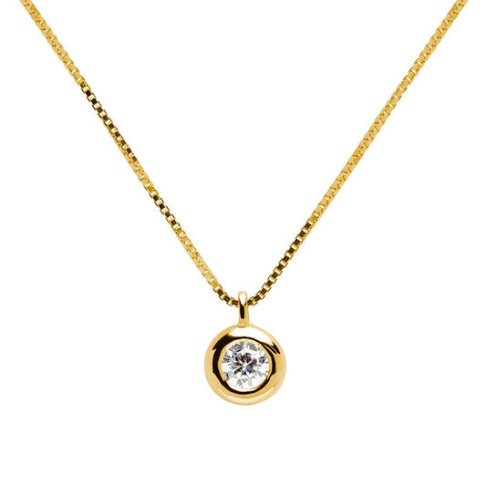 Cadena y Colgante Circular en Oro Amarillo 18 Kilates con Diamante 0,20 Quilates