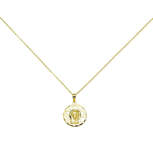 Medalla Redonda Virgen (16x16mm) en Oro Amarillo de 18 Kilates