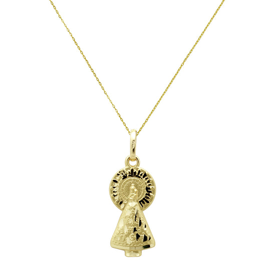 Medalla Virgen del Pilar (22x22mm) en Oro Amarillo 18 Kilates
