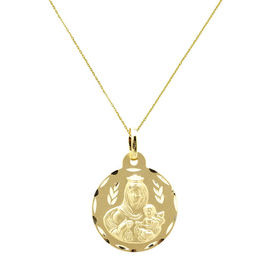 Medalla Escapulario Virgen del Carmen y Jesús (20x20mm) en Oro Amarillo 18 Kilates