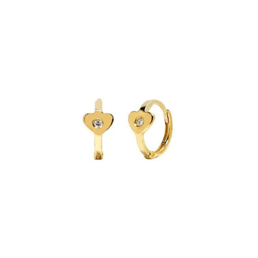 Pendientes Criolla Corazón con Diamante en Oro Amarillo 9 Kilates