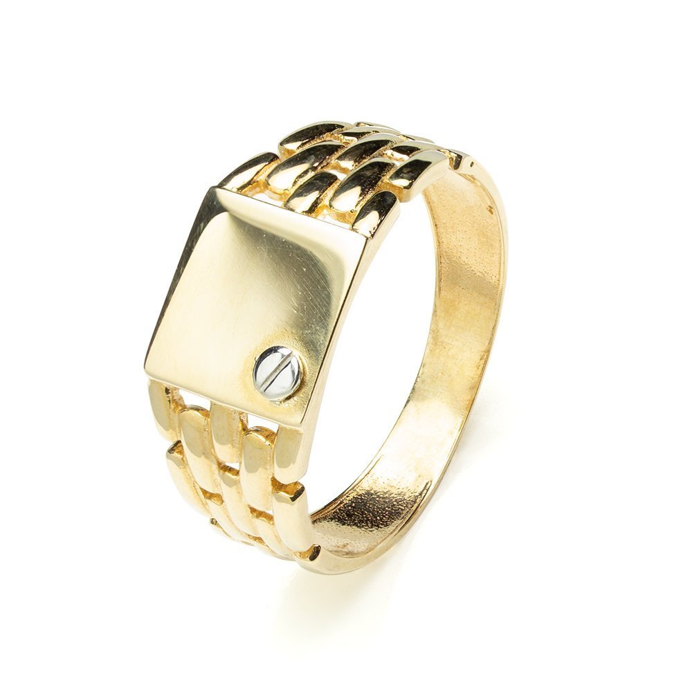 Sello Hombre Cuadrado Remache en Oro Amarillo de 18 Kilates