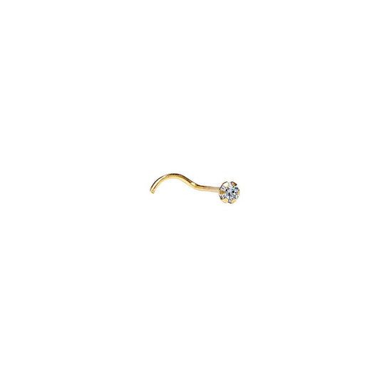 Piercing de Nariz con Circonita (2mm) de grapas en Oro Amarillo 9 Kilates