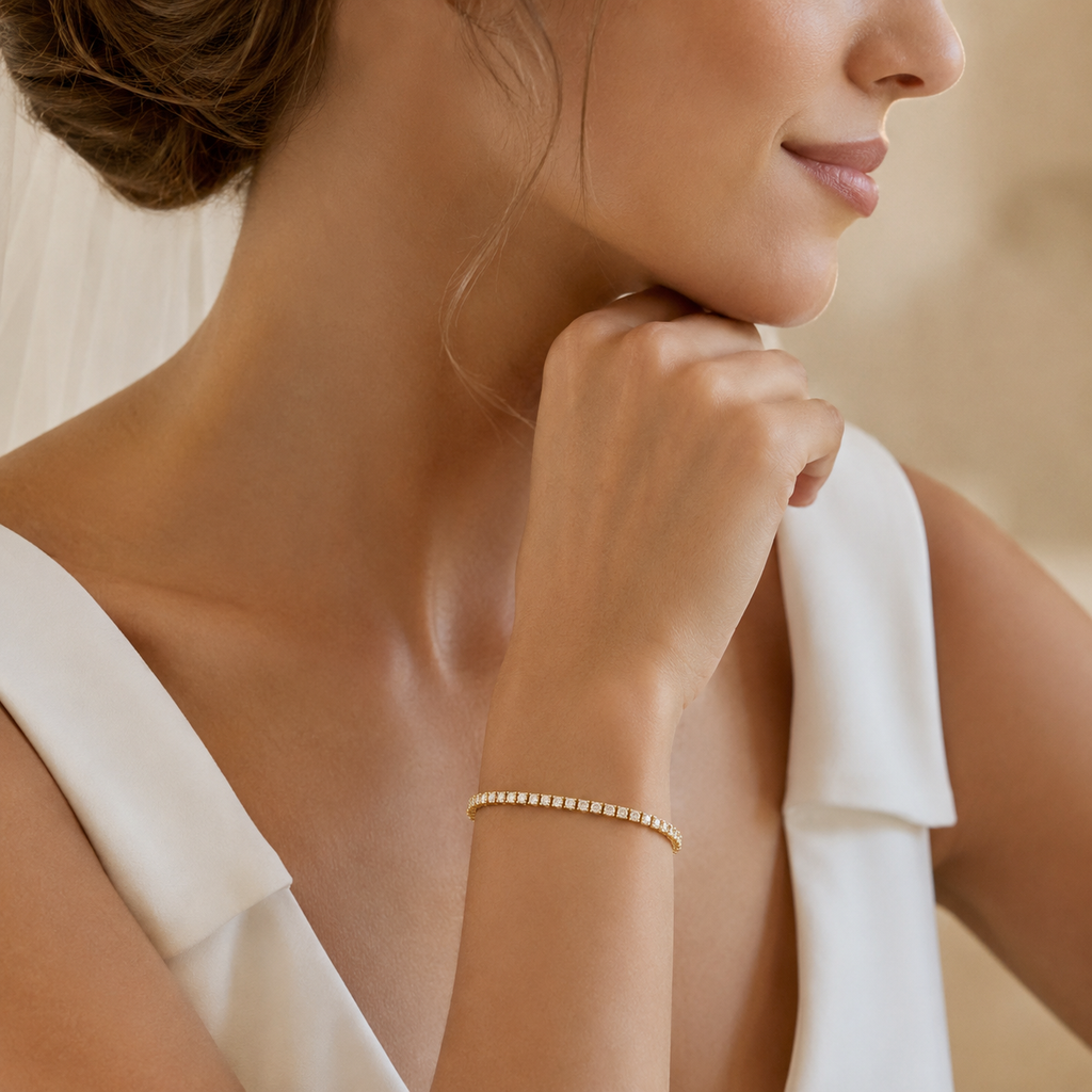 Pulsera de Oro de 9 Quilates con Diamantes Creados