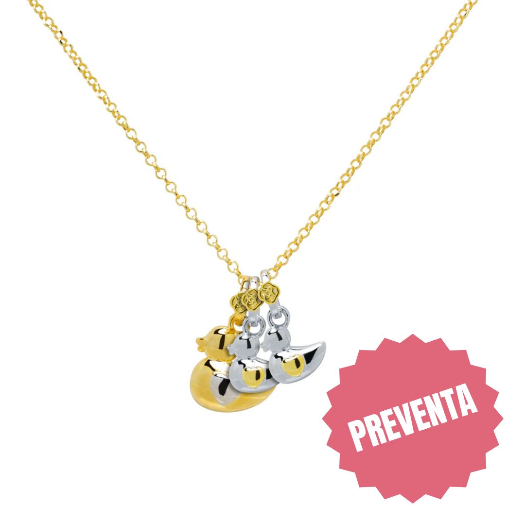 Pack familia: Cadena y Colgante Mamá Pato + 2 patitos