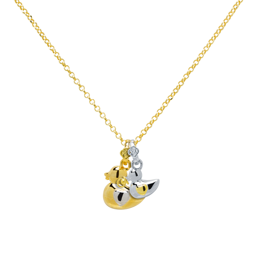 Pack familia: Cadena y Colgante Mamá Pato + patito bebé