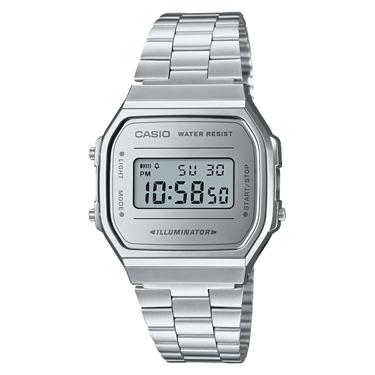 Reloj Casio Mujer Digital Classical Gris Acero Inoxidable Espejo