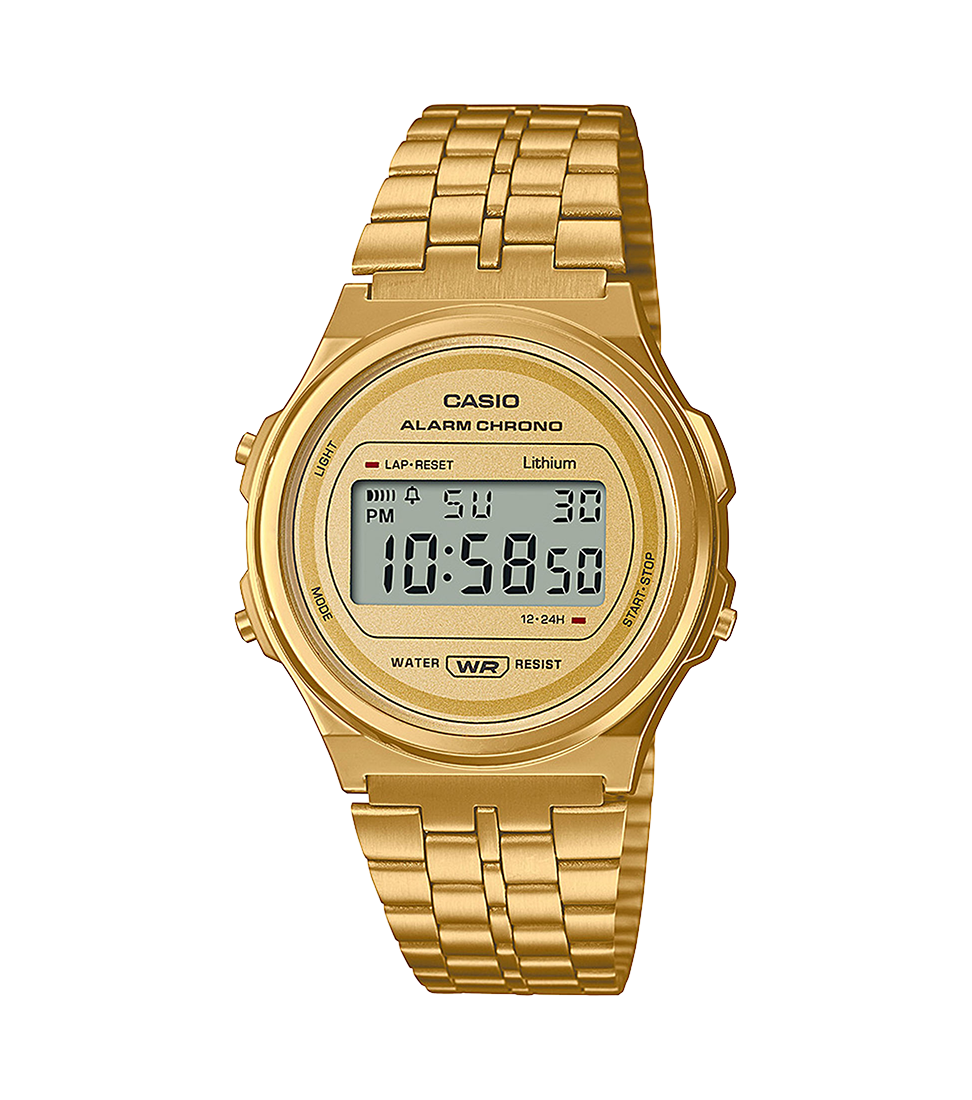 Reloj Casio Unisex Digital Classical Redondo Dorado Acero Inoxidable