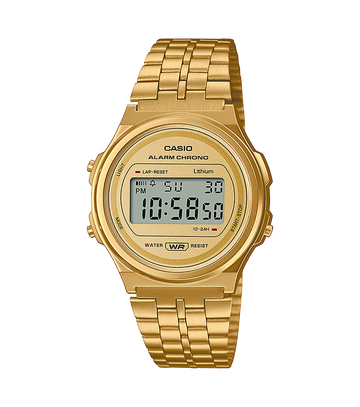 Reloj Casio Unisex Digital Classical Redondo Dorado Acero Inoxidable
