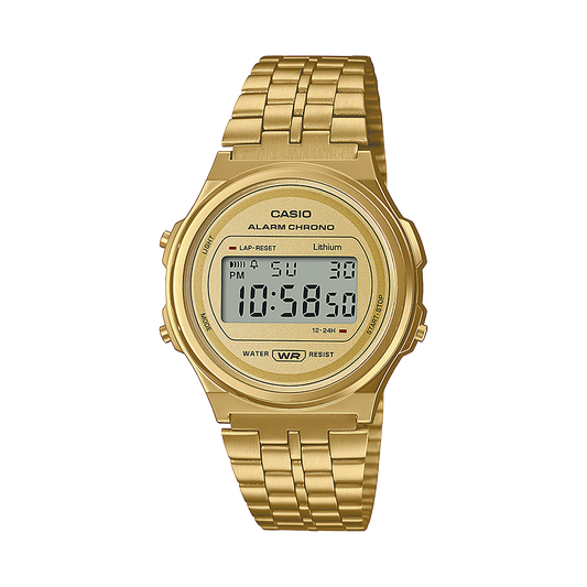 Reloj Casio Unisex Digital Classical Redondo Dorado Acero Inoxidable