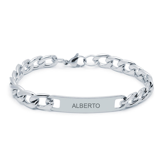 Pulsera No me olvides Hombre Barbada Hombre 10mm Acero