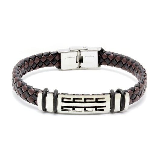 Pulsera Billy Cuero Marrón-Negro y Acero