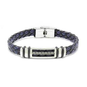 Pulsera Biel Cuero Azul-Negro y Acero