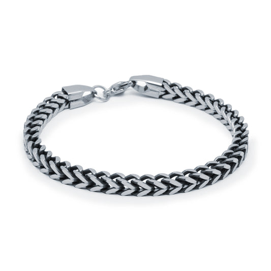 Pulsera Espiga Cuadrada Envejecida Hombre 5mm Acero