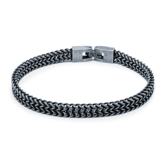 Pulsera Doble Espiga Cuadrada Envejecida Hombre Acero