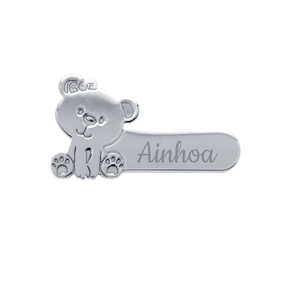 Aguja Bebe con Osito en Plata