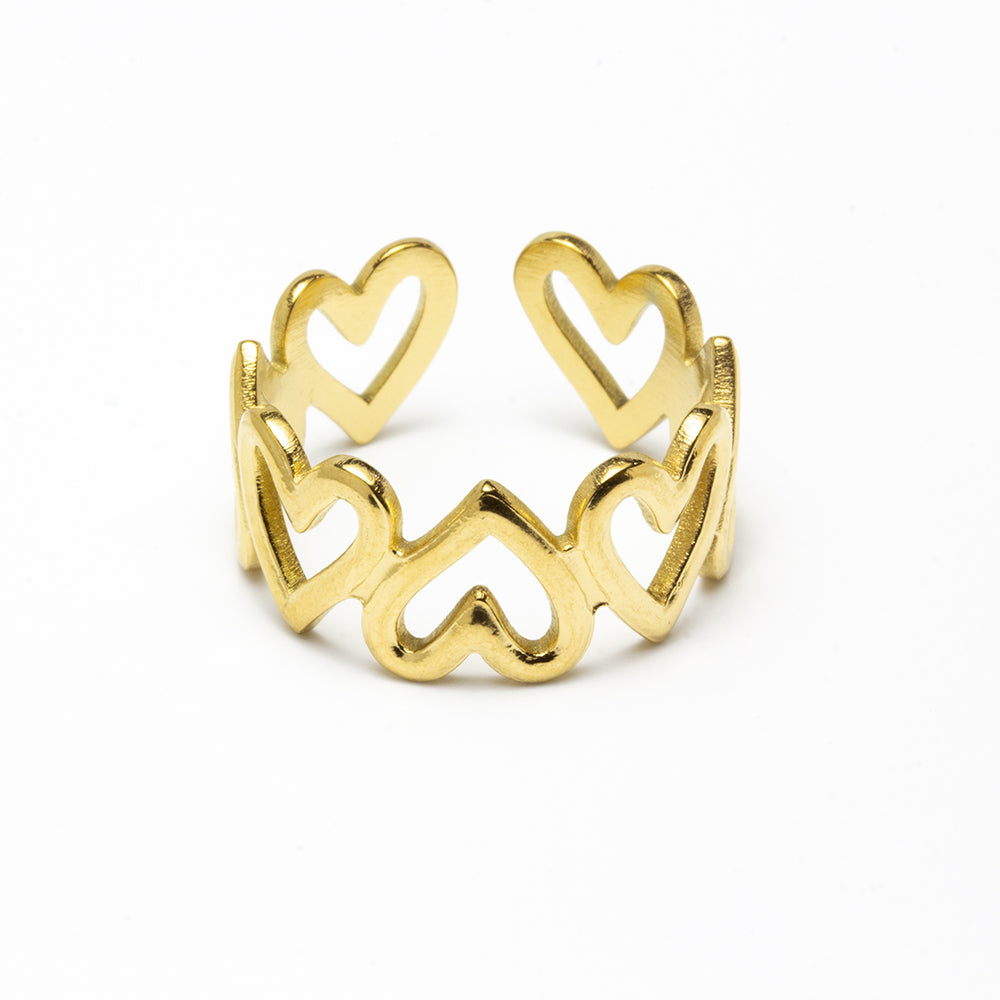 Anillo Corazones Ajustable Acero Tesi García