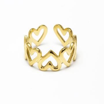 Anillo Corazones Ajustable Acero Tesi García