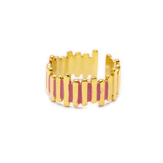 Anillo Barras Esmalte Ajustable Acero Tesi García