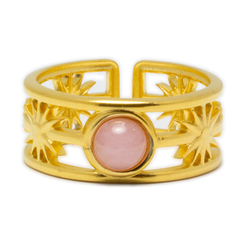 Anillo Estelar Tesi de Acero con Piedra Negra Ajustable
