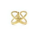 Anillo Estrella Ancho Ajustable de Acero Dorado