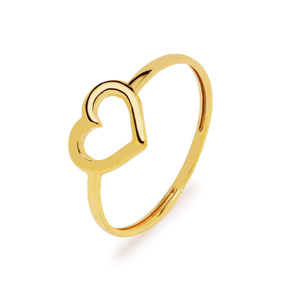 Anillo Corazón Calado en Oro Amarillo 9 Kilates