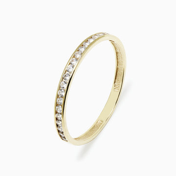 Anillo Media Alianza Loana con Circonitas en Oro Amarillo 9 Kilates