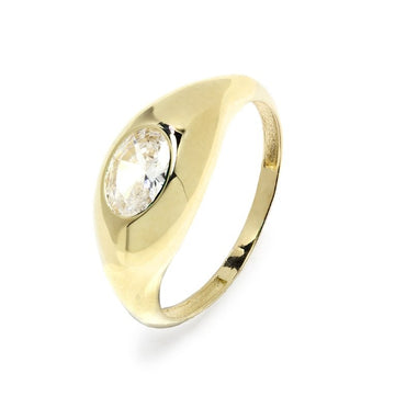 Anillo Oval Circonita en Oro Amarillo 9 Kilates