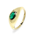 Anillo con Circonita Oval Esmeralda de Oro de 9 Quilates