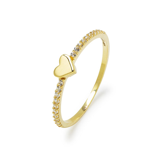 Anillo Leni Corazón con Circonitas en Oro Amarillo 18 Kilates