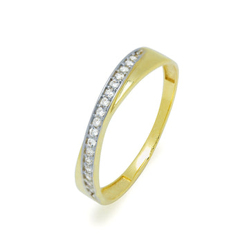 Anillo Clarisa Bandas Cruzadas con Circonita en Oro Amarillo 9 Kilates