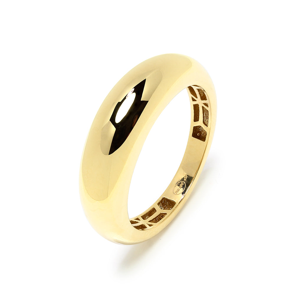 Anillo Liso con Volumen en Oro Amarillo 18 Kilates