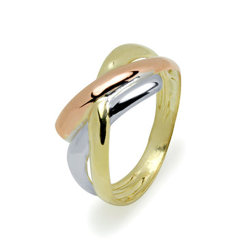 Anillo Bandas Albertina en Oro Tricolor 9 Kilates