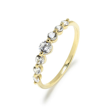 Anillo Media Alianza Circonitas Redondas en Oro Amarillo 9 kilates