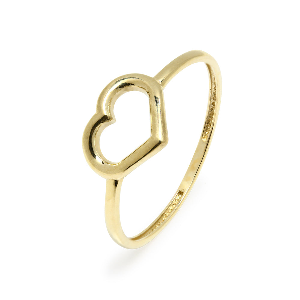 Anillo Corazón Calado de Oro de 9 Quilates