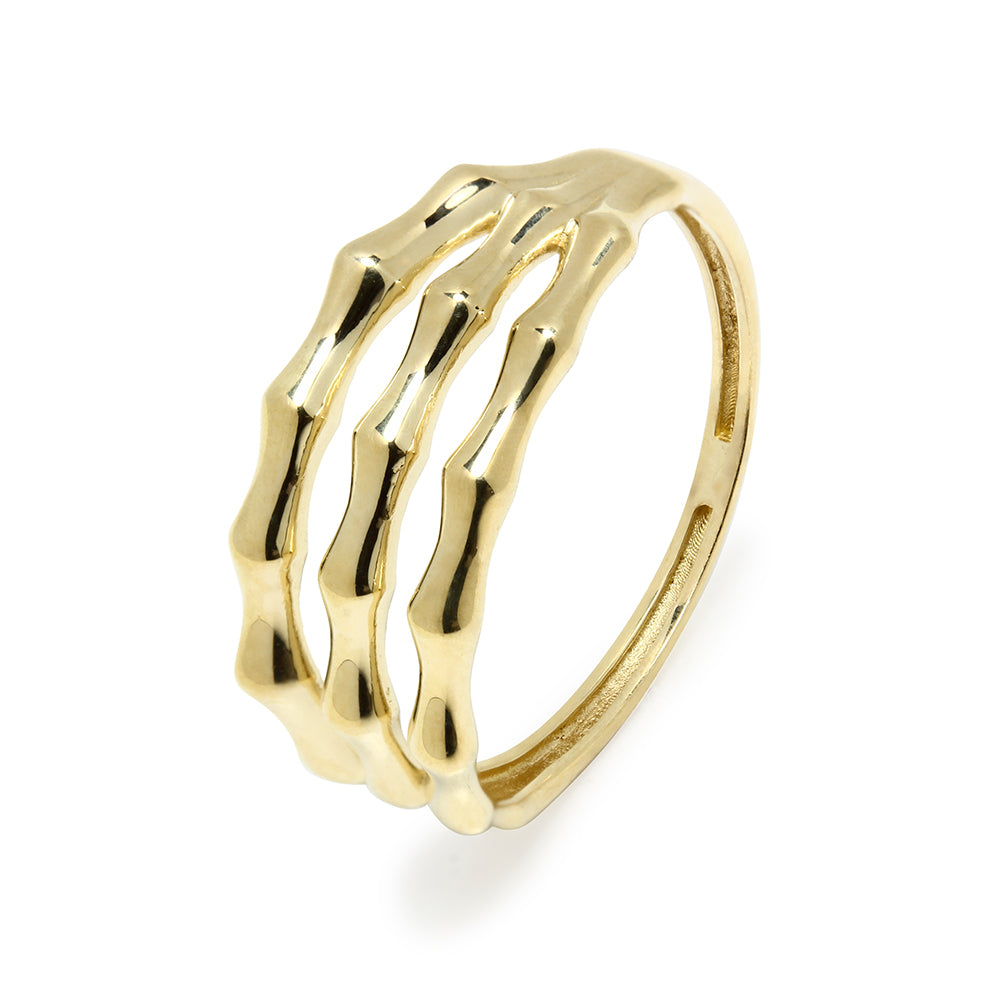 Anillo 3 Ramas Bambú de Oro de 9 Quilates