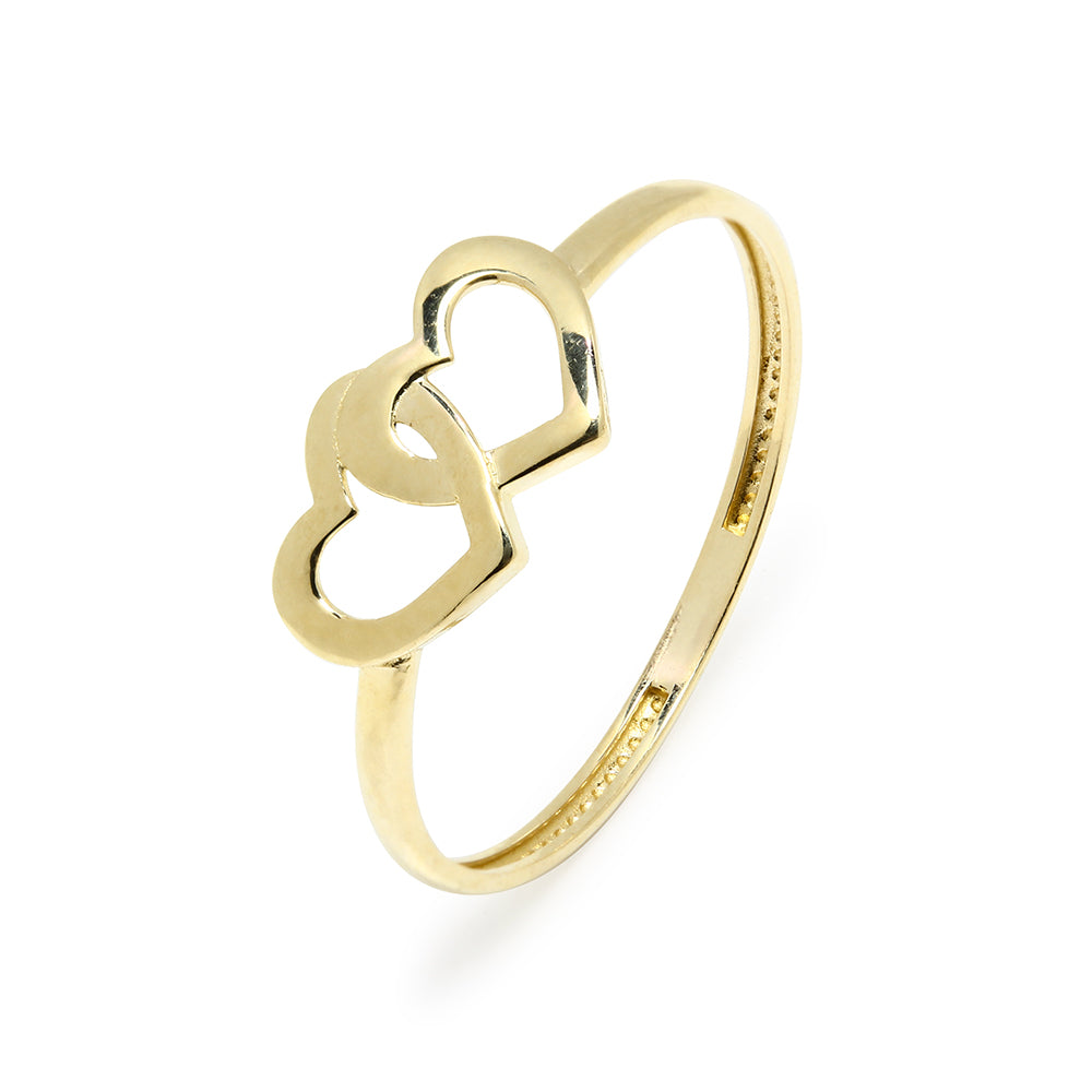 Anillo de Corazones Entrelazados de Oro de 9 Quilates
