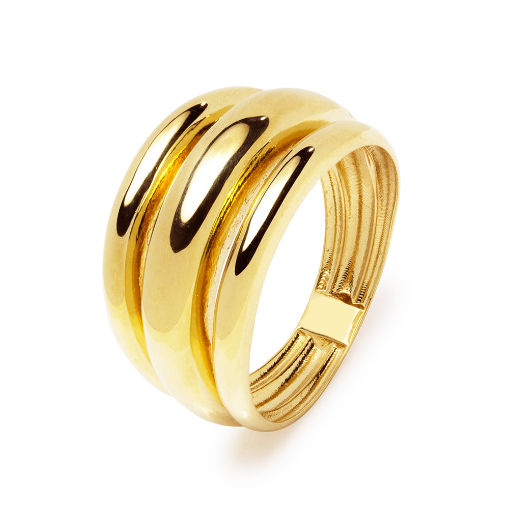 Anillo Ancho 3 Gallones en Oro Amarillo 18 Kilates