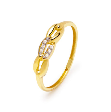 Anillo Eslabones con Circonitas en Oro Amarillo 18 Kilates