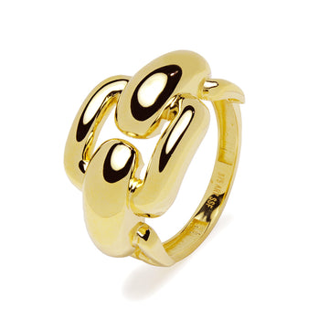 Anillo Ancho Eslabón en Oro Amarillo 9 Kilates