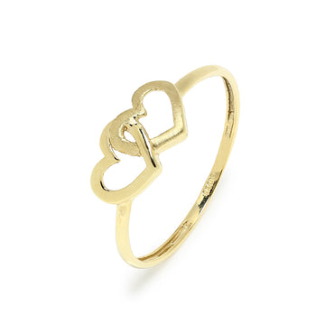 Anillo 2 Corazones Entrelazados en Oro Amarillo 9 Kilates